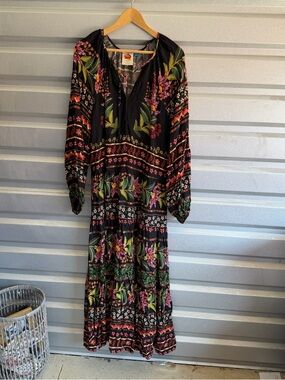 Farm Rio Glynn Black Floral Print Maxi Dress